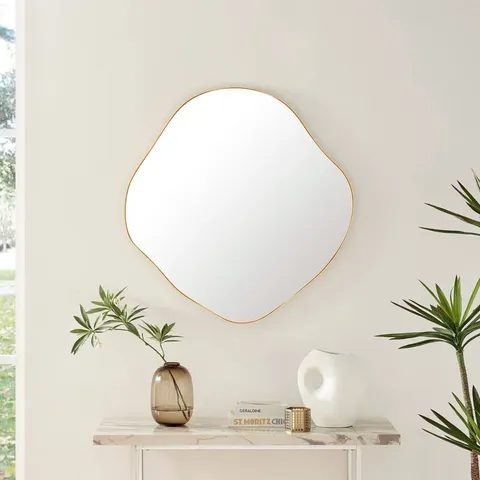 BOXED LOSCALZO PEBBLE METAL FRAMED WALL MIRROR ORGANIC SHAPE HALLWAY (1 BOX)