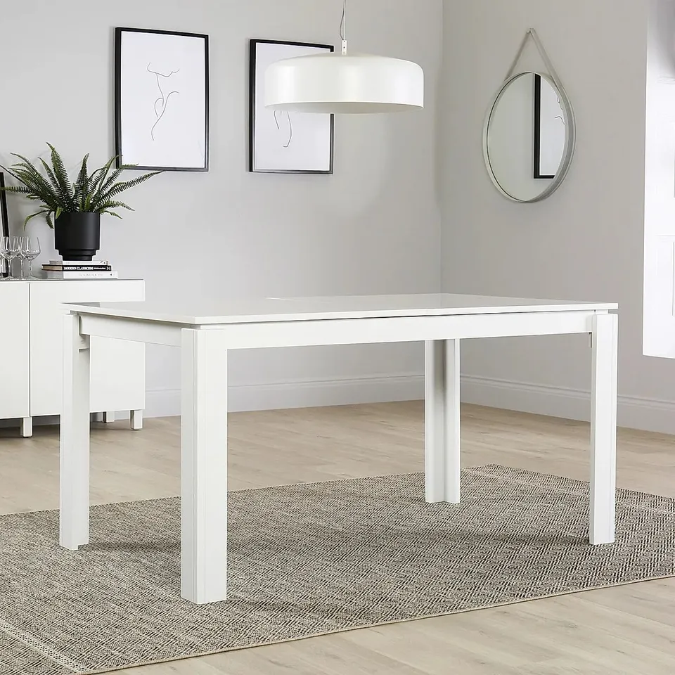 BOXED DESIGNER ASPEN WHITE 150-180cm EXTENDING DINING TABLE