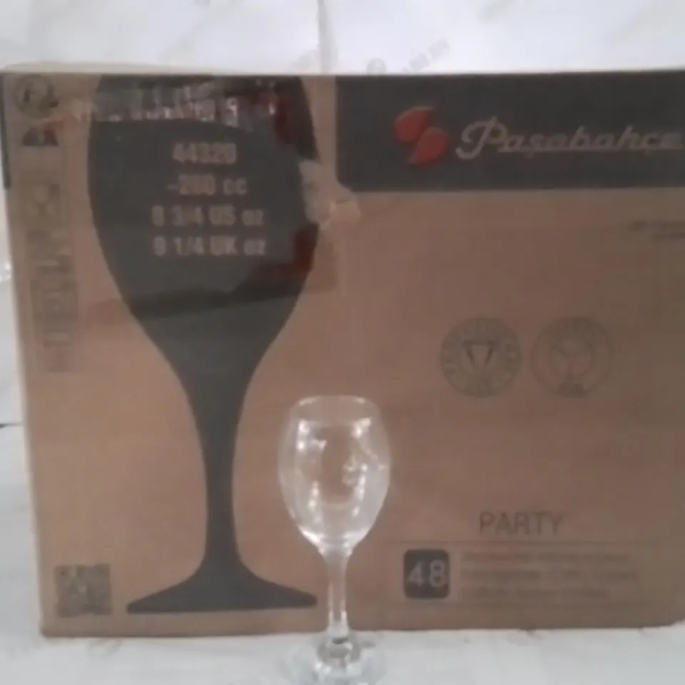 BOXED PASABAHCE WINE GLASSES APPROXIMATELY 48
