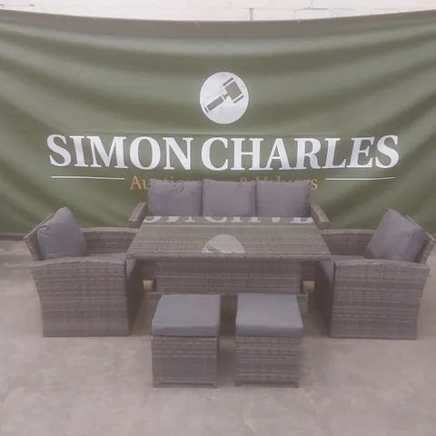 BRAND NEW KANSAS RATTAN SOFA SET WITH RISING TABLE IN GREY 