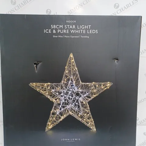 BOXED JOHN LEWIS STAR LIGHT ICE & PURE WHITE LEDS 58cm