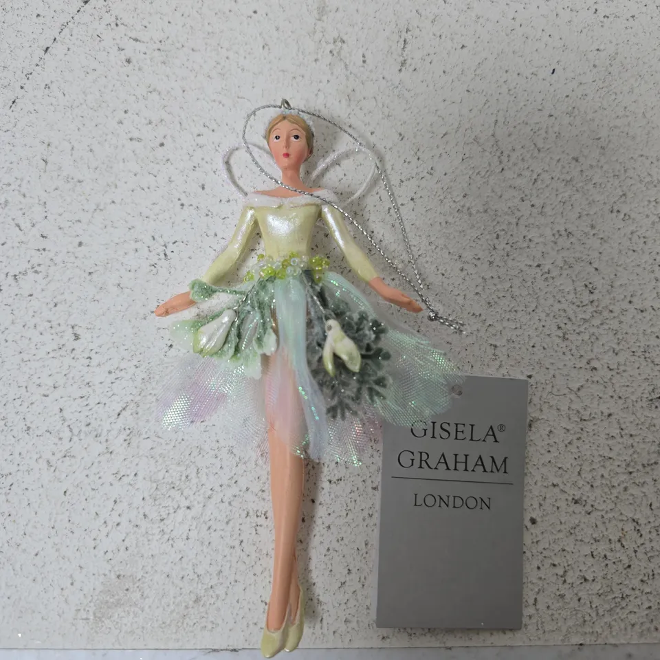 BOXED GISELA GRAHAM SNOWDROP FAIRY DECORATION - X6 PER BOX
