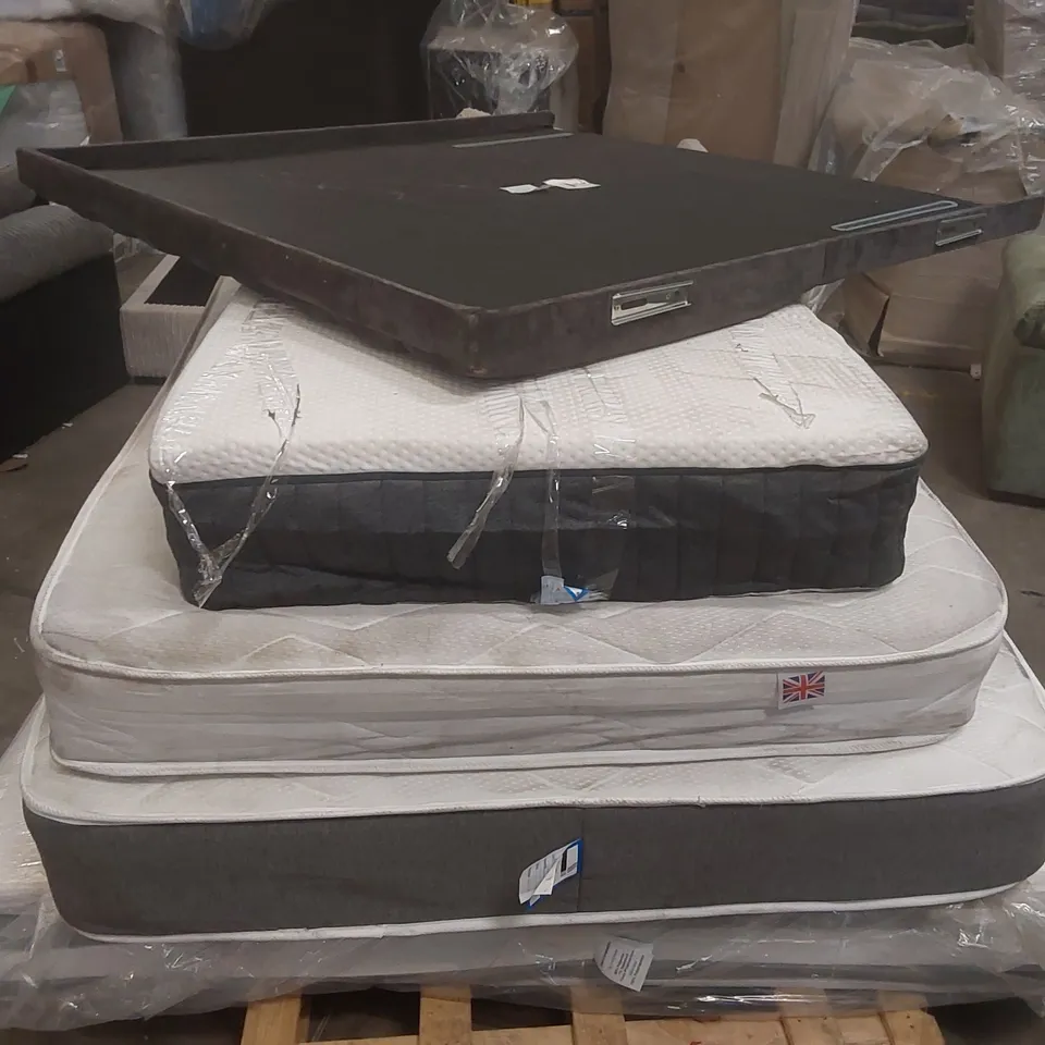 PALLET CONTAINING 4x ASSORTED MATTRESSES AND 1x HEADBOARD