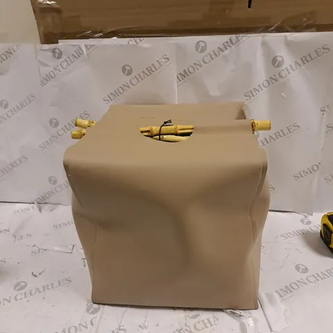BOXED STYLE SISTERS POP UP LEATHER STORAGE WITH BAMBOO HANDLES IN NUDE