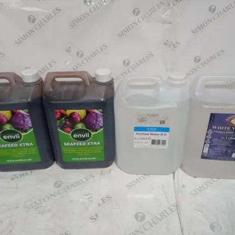 4 ASSORTED LIQUID ITEMS TO INCLUDE SEAFEED XTRA, PURIFIED WATER, WHITE VINEGAR - COLLECTION ONLY
