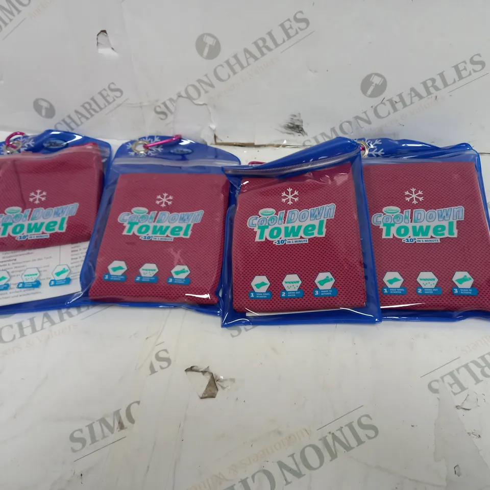 4 ASSORTED COOL DOWN TOWELS