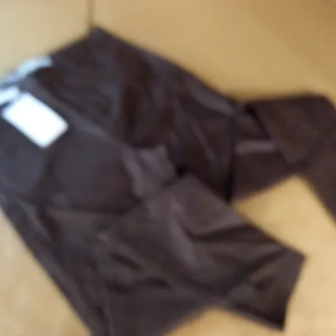 BERSHKA SKINNY BROWN LEATHER LOOK TROUSERS - UK 12