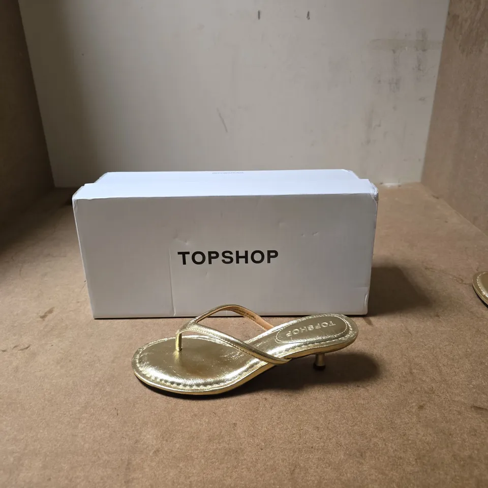 TOPSHOP WOMEN'S GOLD METALLIC SANDALS WITH HEEL – BOXED - UK SIZE 3