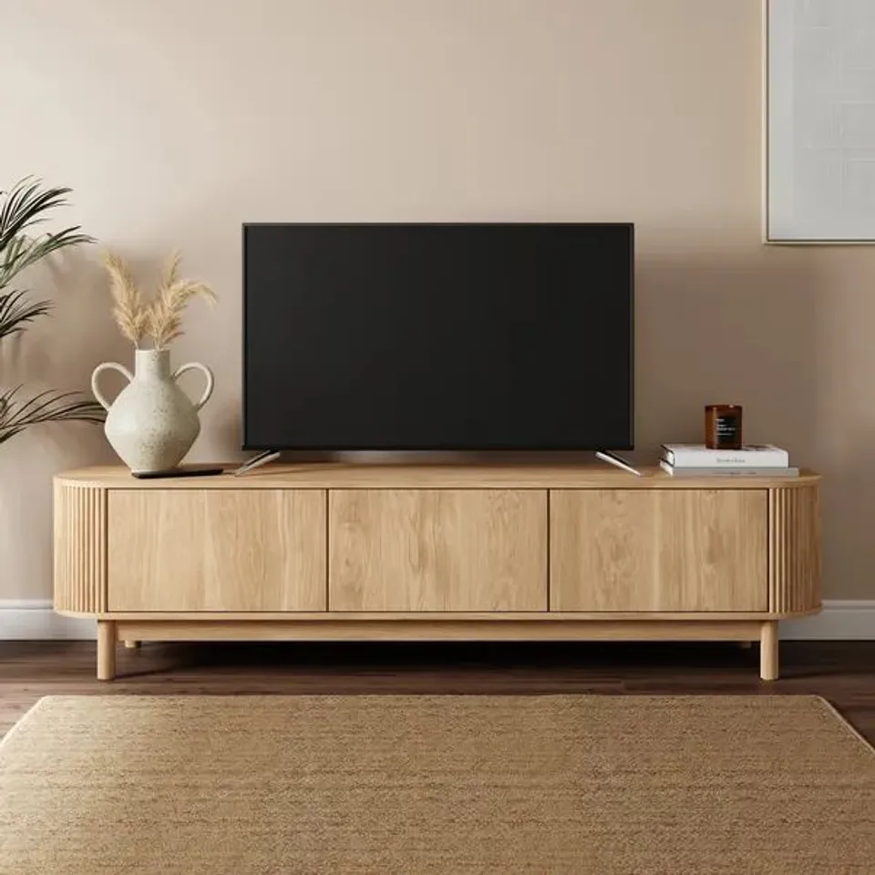BOXED MATEO EXTRA WIDE TV UNIT FOR TVS UP TO 75" - OAK EFFECT (1 BOX)