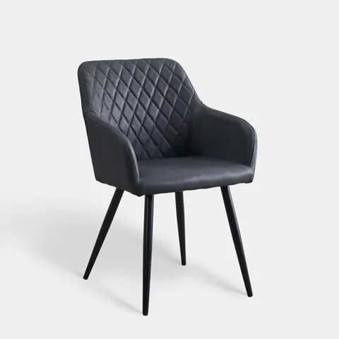 BOXED PAIR OF MOREE DINING CHAIRS PU LEATHER - DARK GREY 