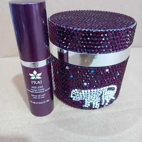 PRAI BEAUTY AGELESS THROAT AND DΓCOLLETAGE 200ML NIGHT CRΓME AND THROAT CAVIAR OVERNIGHT RECOVERY 15ML SERUM