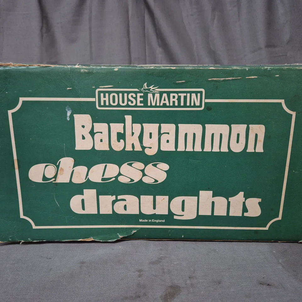 BOXED HOUSE MARTIN BACKGAMMON CHESS DRAUGHTS 