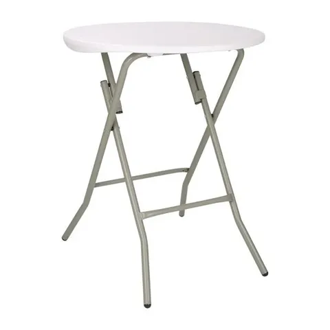 BOXED BOLERO ROUND FOLDING TABLE GRANITE WHITE 600MM