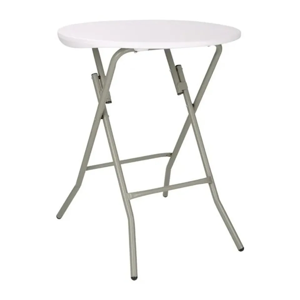 BOXED BOLERO ROUND FOLDING TABLE GRANITE WHITE 600MM