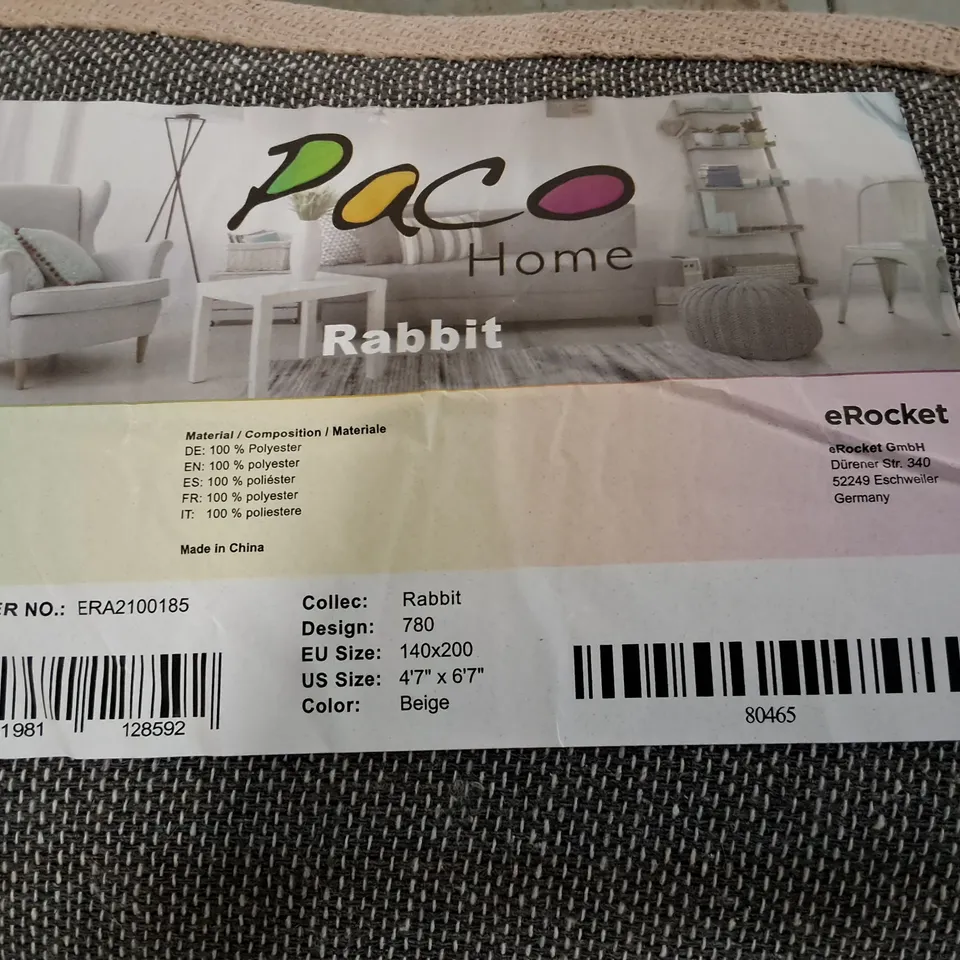 BRAND NEW PACO RABBIT RUG IN BEIGE - 140X200CM