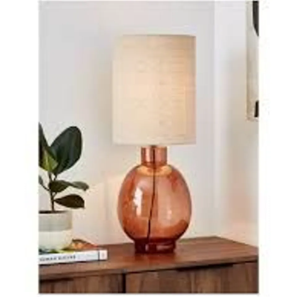 BOXED EMIR GLASS TABLE LAMP - AMBER