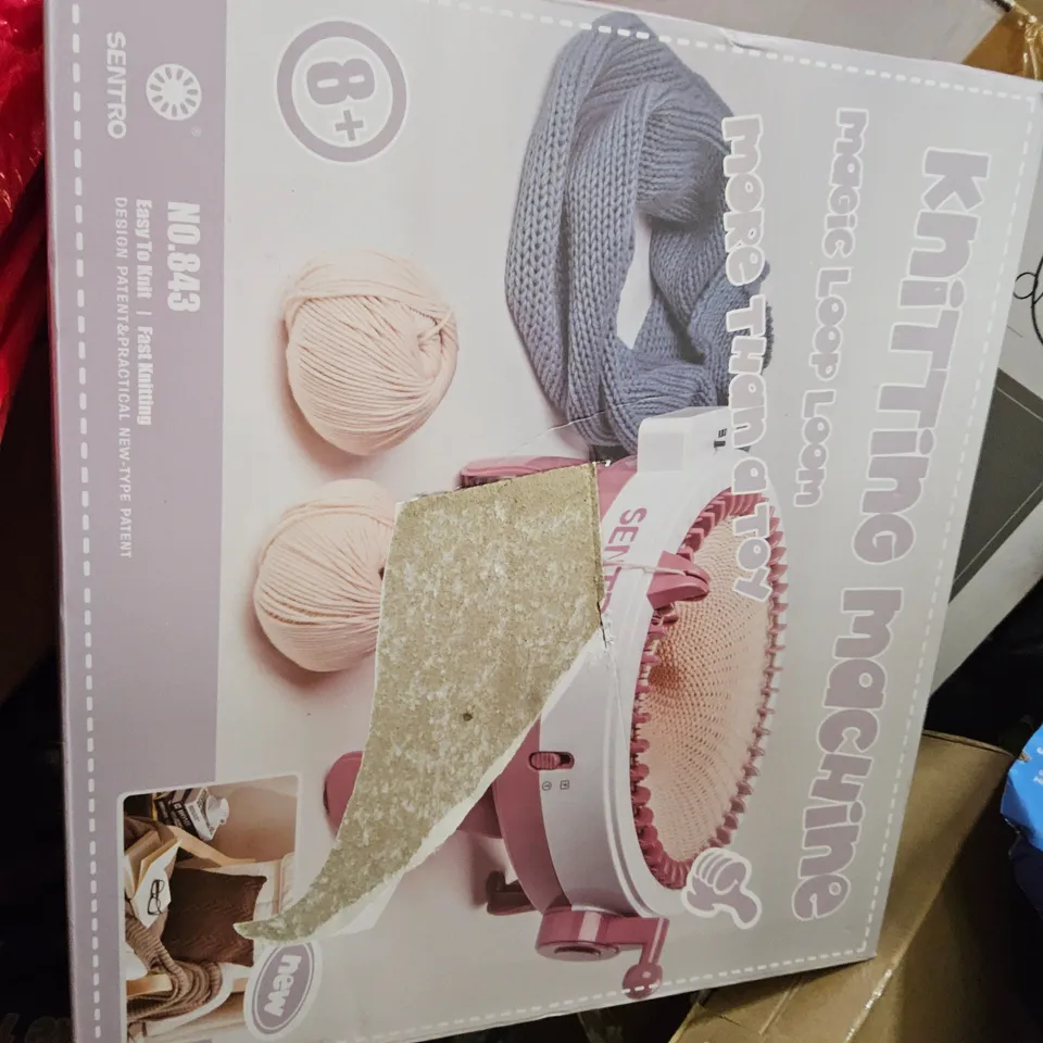PALLET OF ASSORTED ITEMS TO INCLUDE, CAMERA DANCE MAT, KNITTING MZCHINE, DOLL TWIN STROLLER, HIGH FIDELITY TURNTABLE SYSTEM, TOILET SEATS.