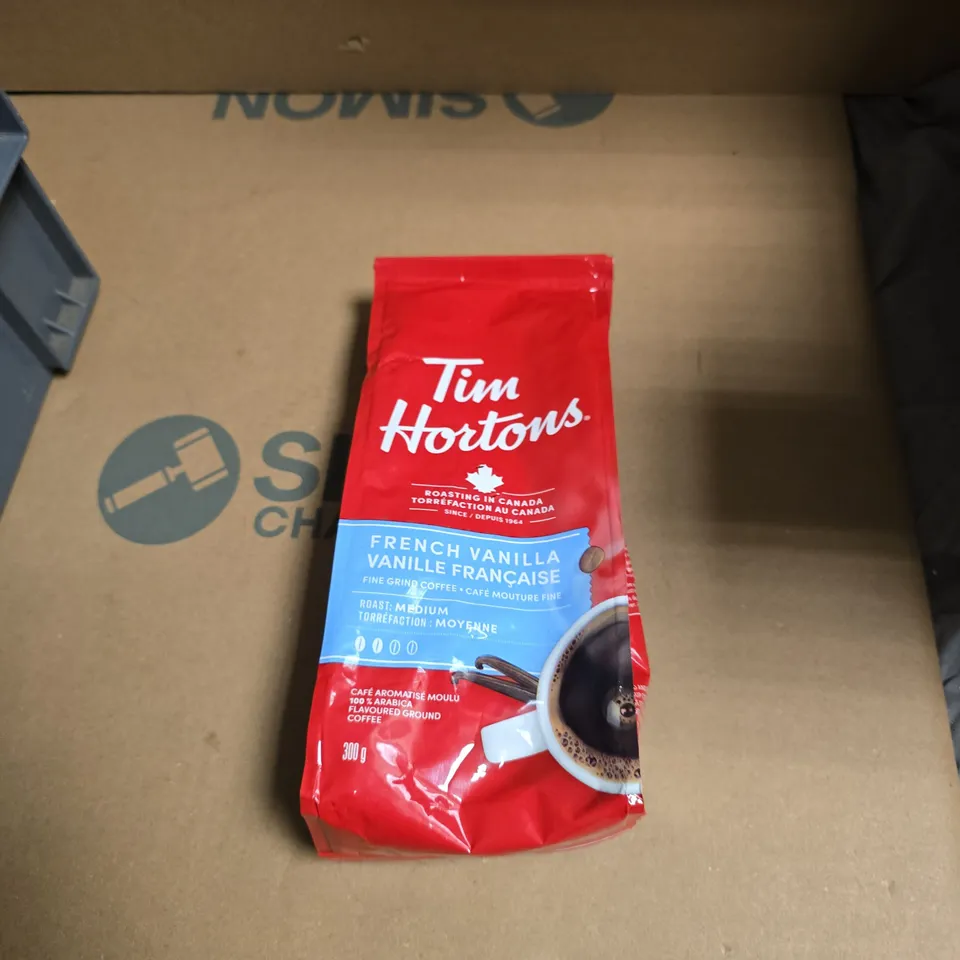 APPROXIMATELY 6 ASSORTED FOOD ITEMS INCLUDING SNACK A JACKS AND TIM HORTONS FRENCH VANILLA GROUND COFFEE