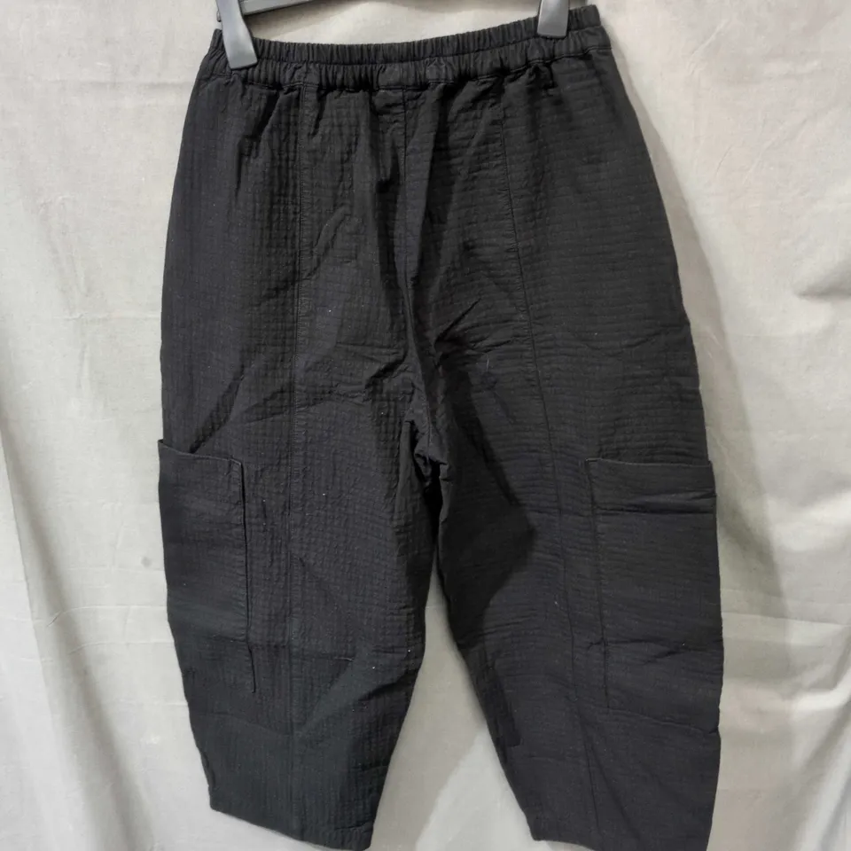 BEYOND NINE AMALA QUILTED COTTON TROUSERS - BLACK - UK SIZE S