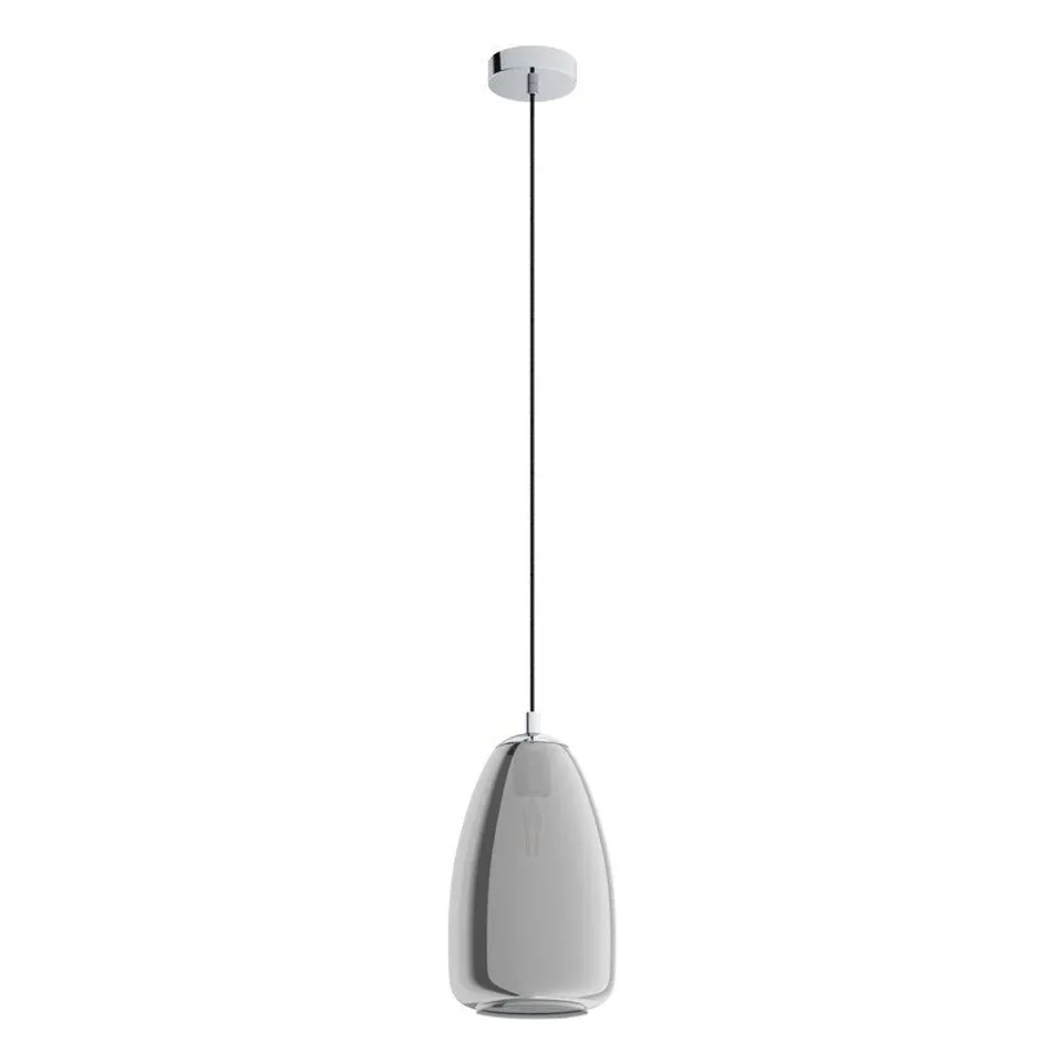 BOXED 1 LIGHT SINGLE AMBER PENDANT - SILVER FINISH