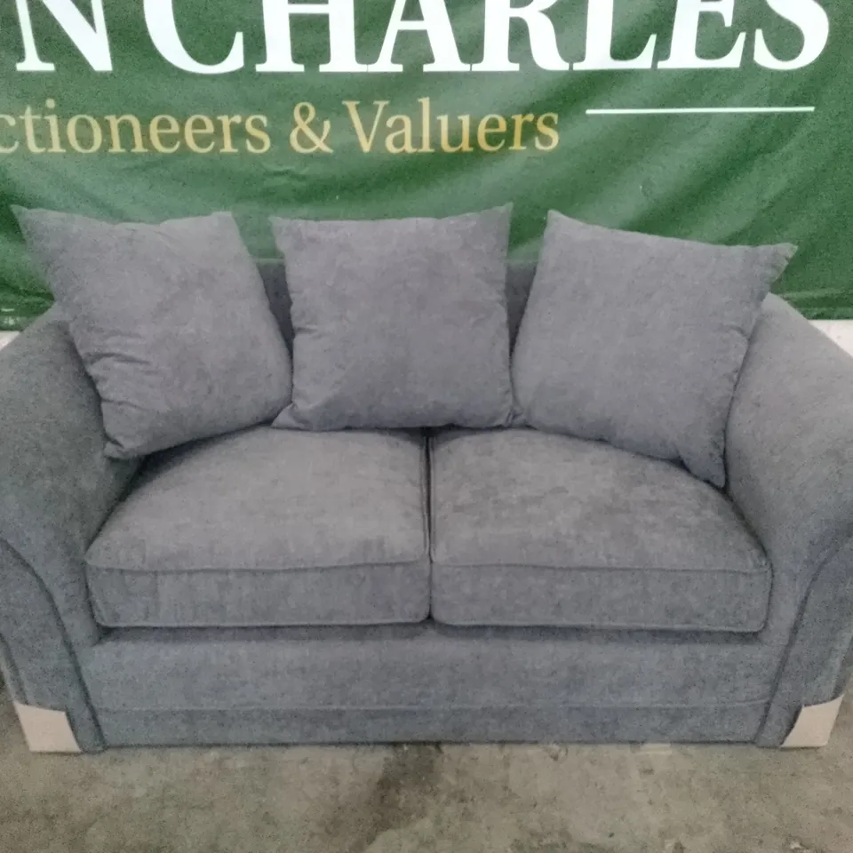 QUALITY DESIGNER 2 SEATER SOFA - DARK GREY FABRIC 