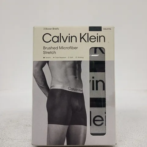 CALVIN KLEIN BOXER BRIEFS – BRUSHED MICROFIBER STRETCH, 3-PACK, SIZE 4XL