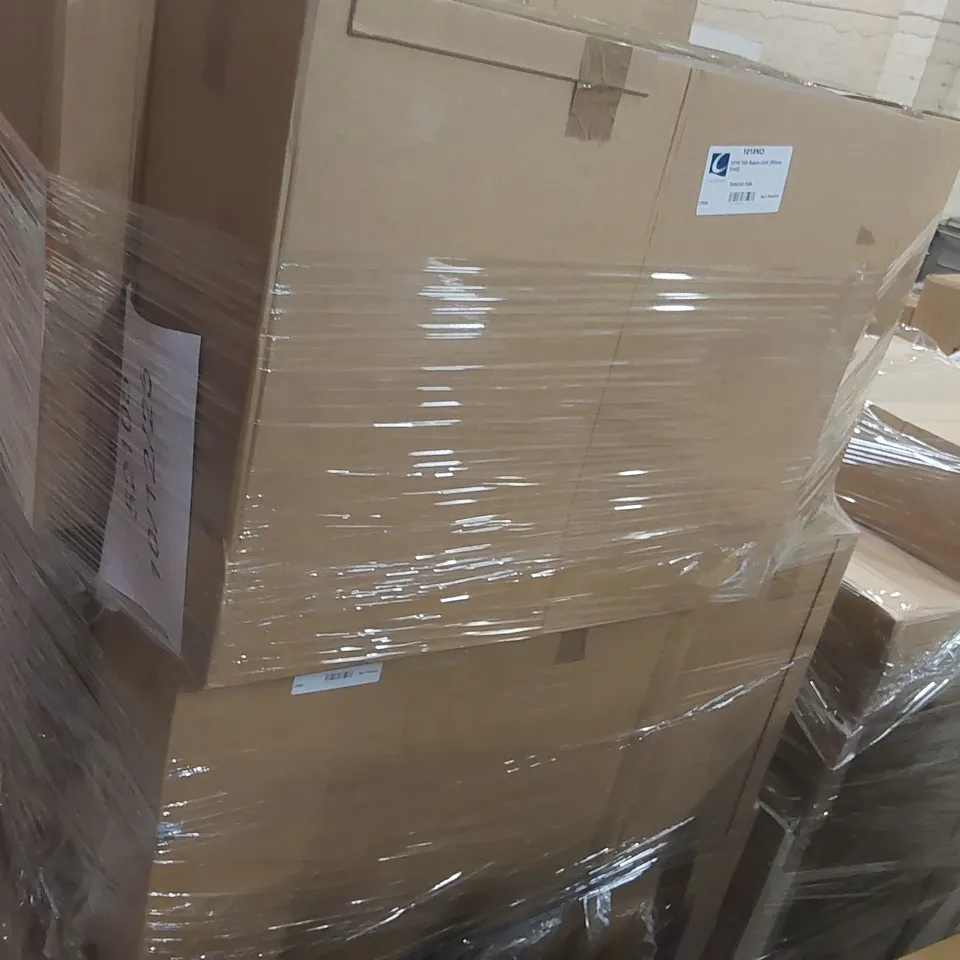 PALLET CONTAINING A LARGE QUANTITY OF BRAND NEW ASSORTED BATHROOM FURNITURE ITEMS INCLUDING: CALYPSO BASIN UNIT, WC CARCASSES ECT
