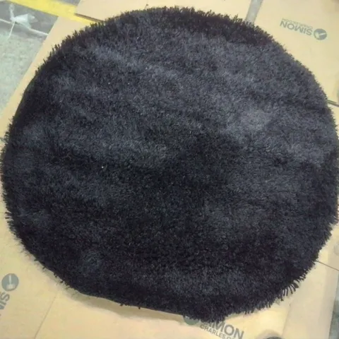 BLACK EXTRA SOFT SUPER SHAGGY BLACK ROUND AREA RUG.