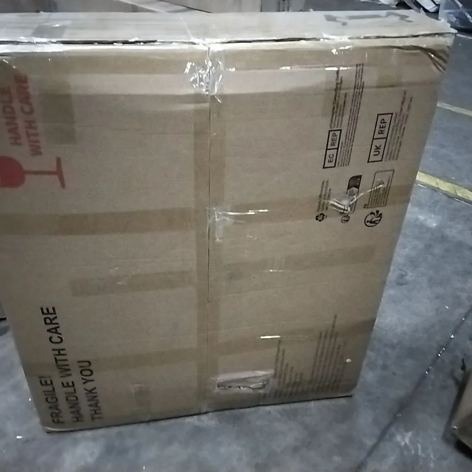 BOXED DINING TABLE MODERN ROUND KITCHEN TABLE WITH METAL PEDESTAL 