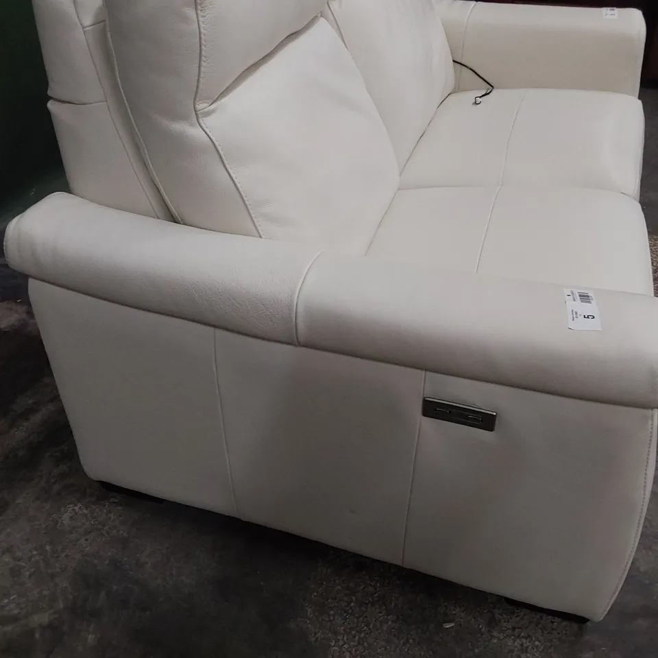 QUALITY ITALIAN DESIGNER ADRIANO POWER RECLINING TWO SEATER SOFA WHITE LEATHER