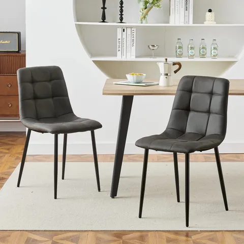 BOXED CHRISTIA SET OF TWO GREY DINING CHAIRS