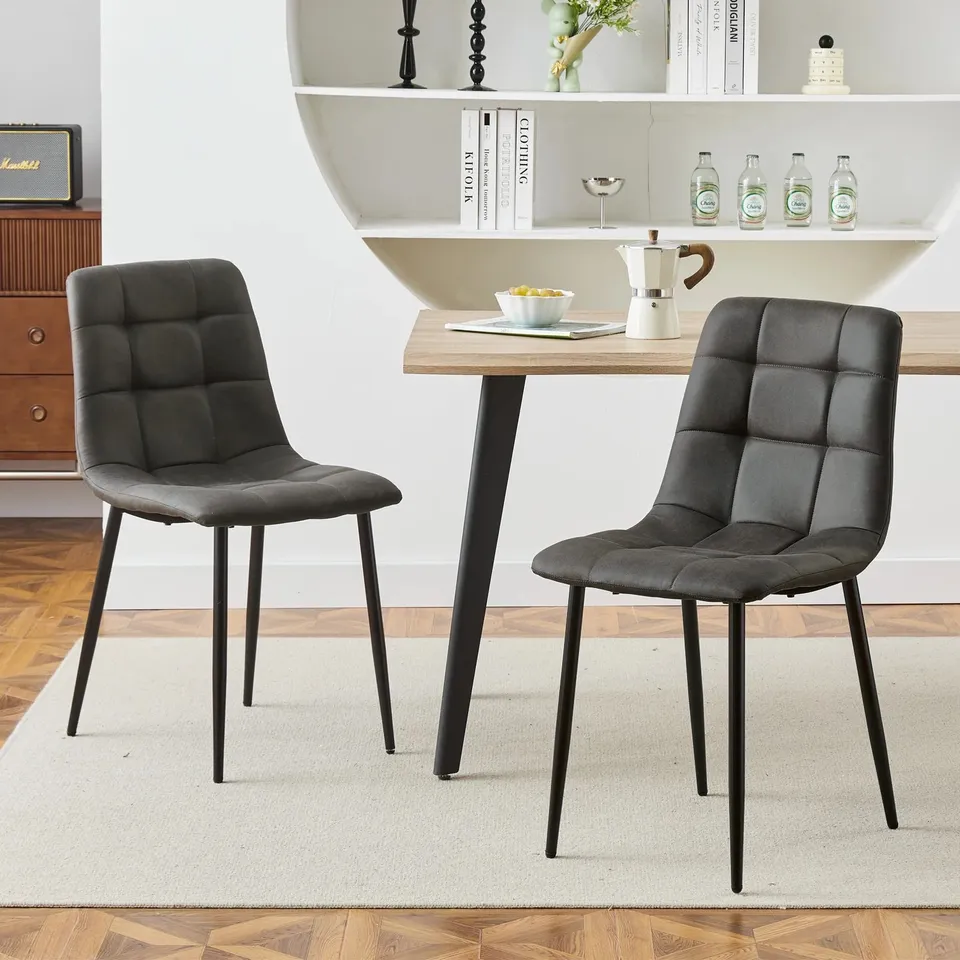 BOXED CHRISTIA SET OF TWO LIGHT GREY DINING CHAIRS