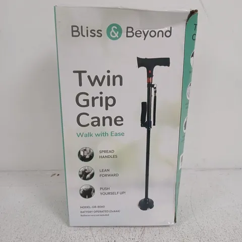 BLISS & BEYOND TWIN GRIP CANE – ADJUSTABLE WALKING CANE (BATTERIES NOT INCLUDED)