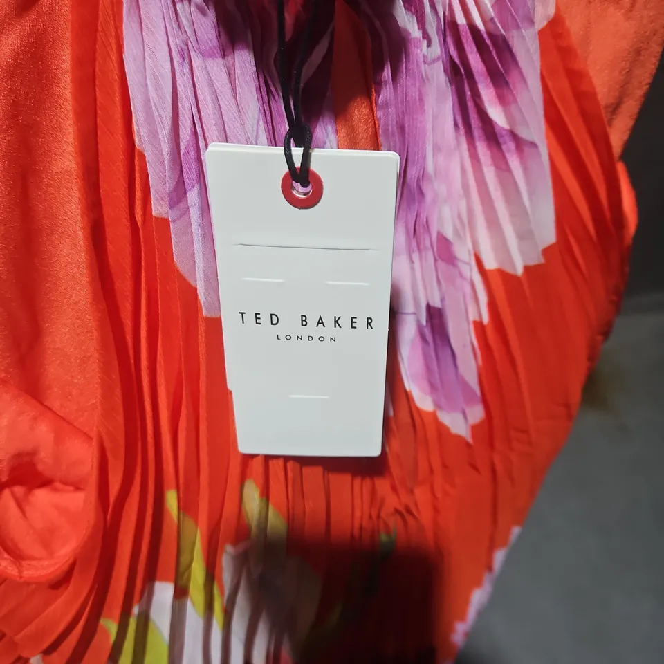 TED BAKER LONDON ORANGE PLEATED TOP – PINK FLORAL PRINT