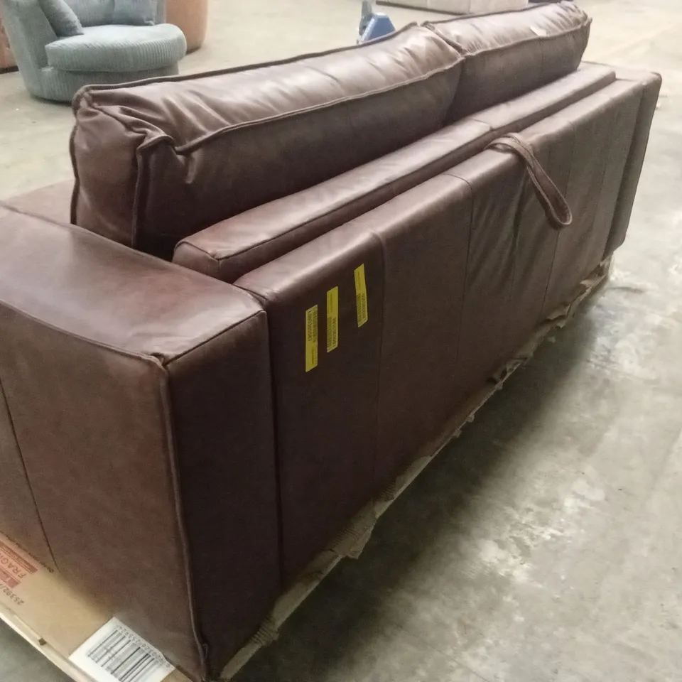 RIPLEIGH 3 SEATER GENUINE ANILINE VINTAGE LEATHER RECLINING SOFA BED