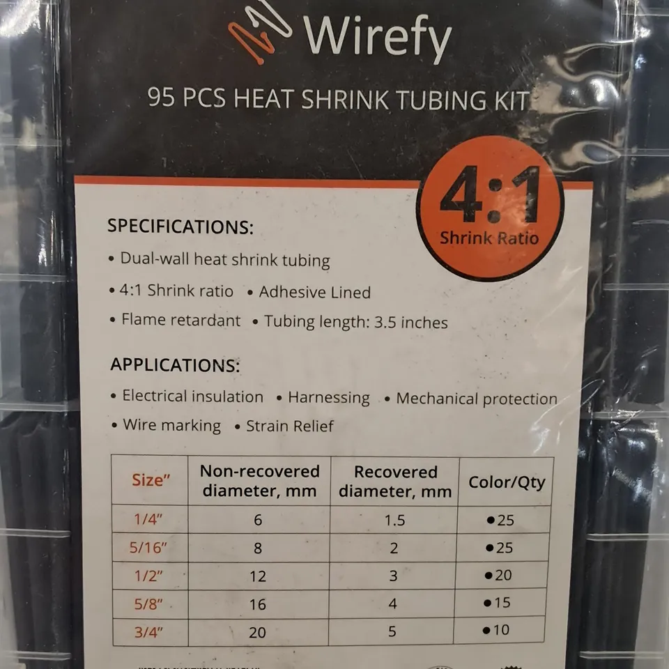 LOT OF 9 WIREFY 95-PIECE HEAT SHRINK TUBING KITS