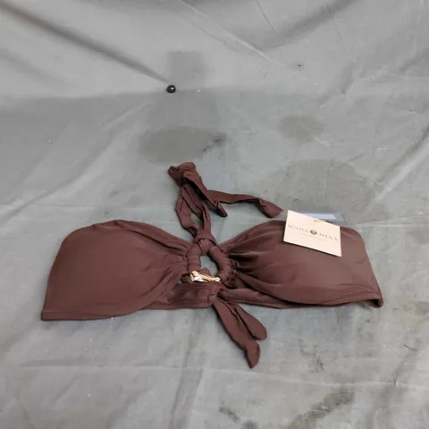 MODA MINX IRREGULAR HOOP HALTER BANDEAU TOP – COFFEE, UK 12 (EU 40)