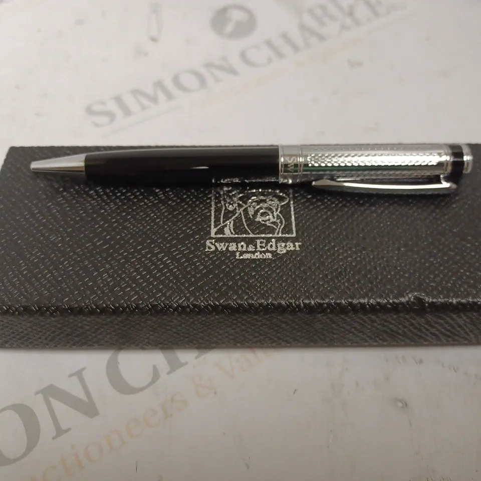 BOXED SWAN AND EDGAR STEEL AND CHROME LUXURY PEN. 