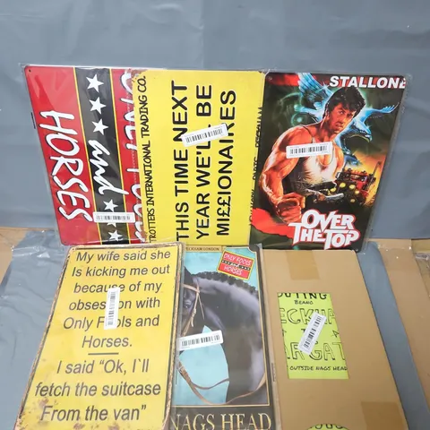 APPROXIMATELY 10 ASSORTED METAL WALL POSTER