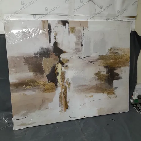 ABSTRACT HAND-PAINTED CANVAS WITH GOLD LEAF DETAIL - COLLECTION ONLY 