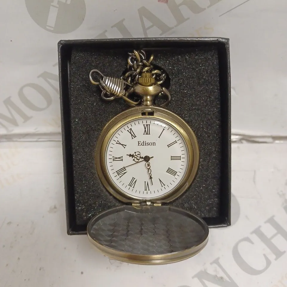 MENS EDISON POCKET WATCH WITH CHAIN – BRAND NEW IN BOX