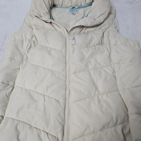 JOULES CLOTHING PADDED GILET, CREAM/BLUE - SIZE UK 18