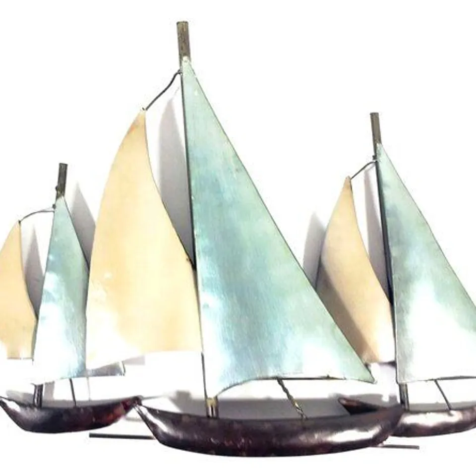 BOXED 3 SAILING BOATS WALL DECOR