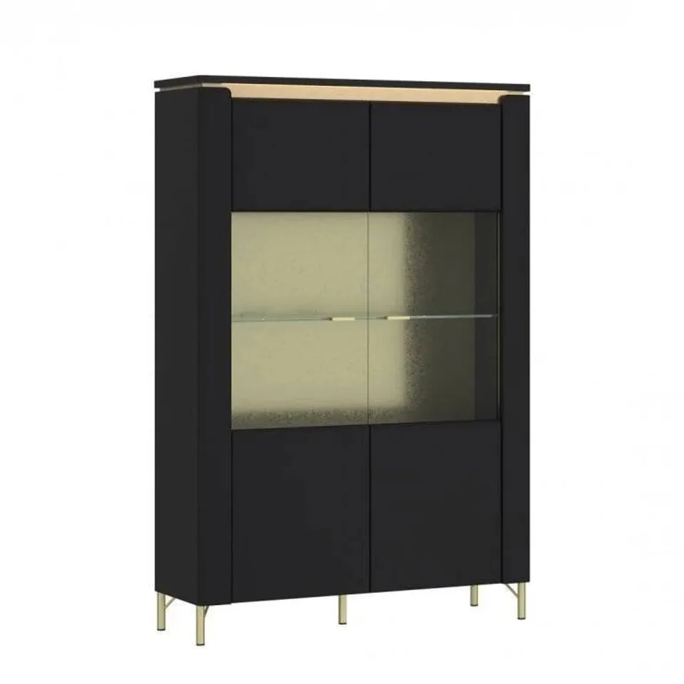 BOXED NORICA 2-DOOR DISPLAY CABINET, MATTE BLACK (3 BOXES)