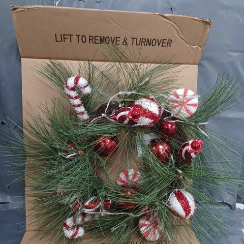 BOXED CANDY CANE CHRISTMAS WREATH