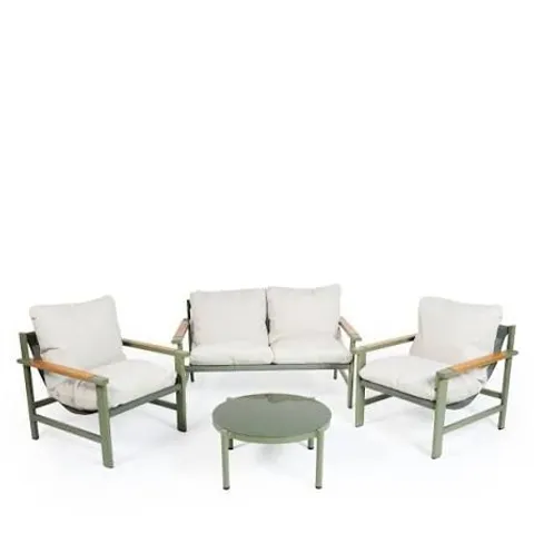 ABODE 4 PIECE PADDED INDOOR/OUTDOOR CONVERSATION SET GREEN