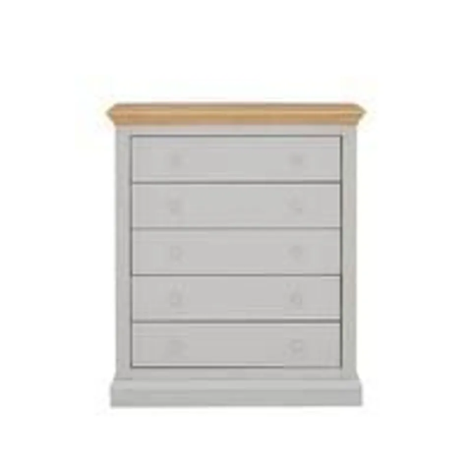 BOXED HANNA GREY/OAK EFFECT 5-DRAWER CHEST (1 BOX)