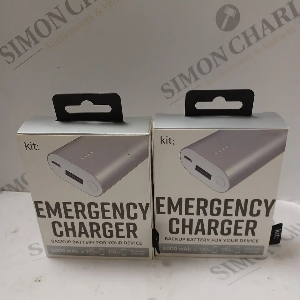 2 X BOXED KIT: EMERGENCY BACK-UP 6000MAH PORTABLE POWER BANKS