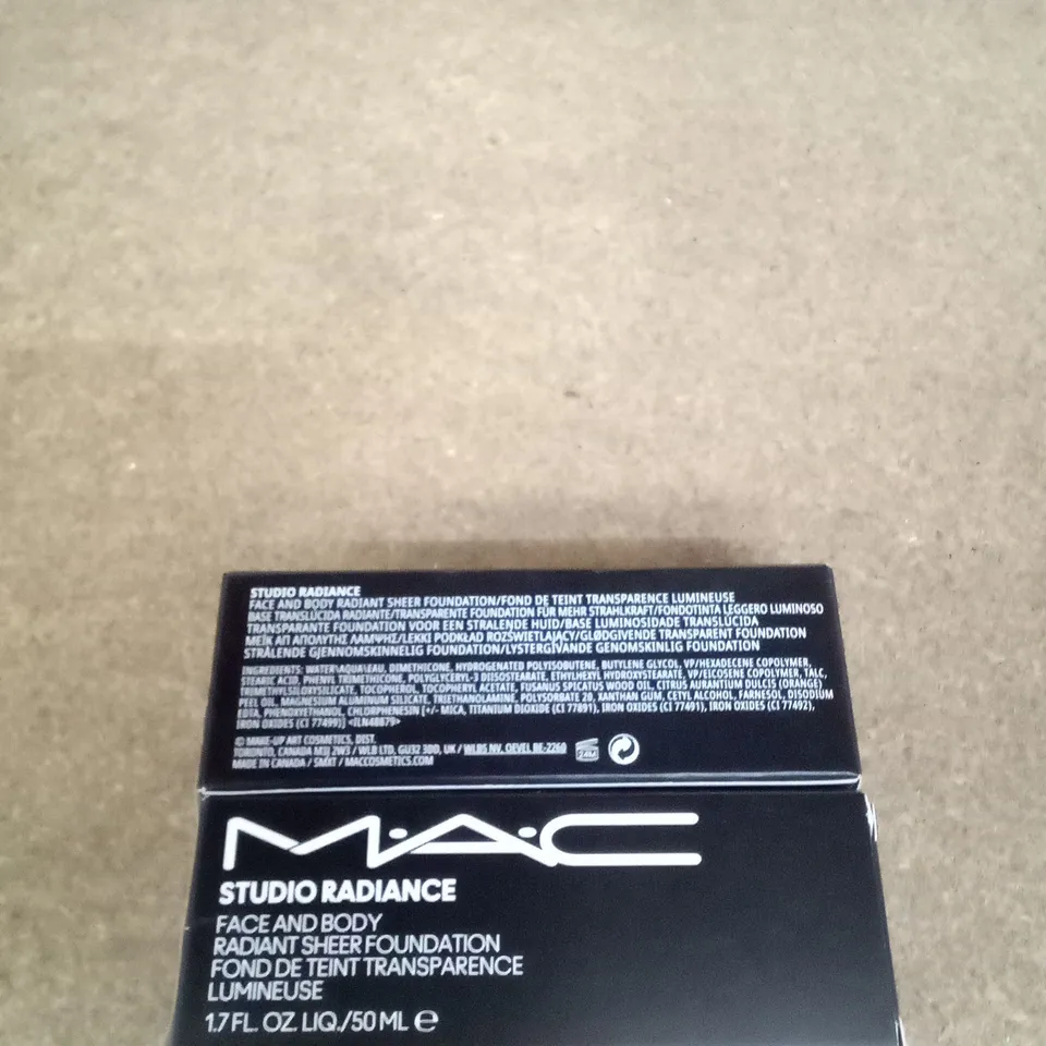 BOXED 2X MAC STUDIO RADIANCE FACE AND BODY RADIANT SHEER FOUNDATION