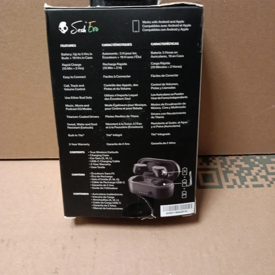 SKULLCANDY SESH EVO TRUE WIRELESS EARBUDS WITH CHARGING CASE – BLACK (BOXED)